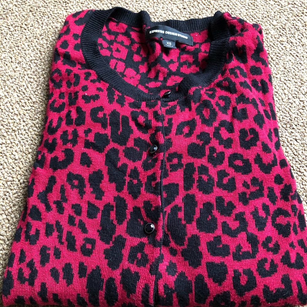 Never worn, red and black express cardigan.